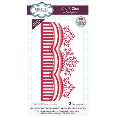 Creative Expressions Sue Wilson Craft Dies - Festive Snowflake Scalloped Border