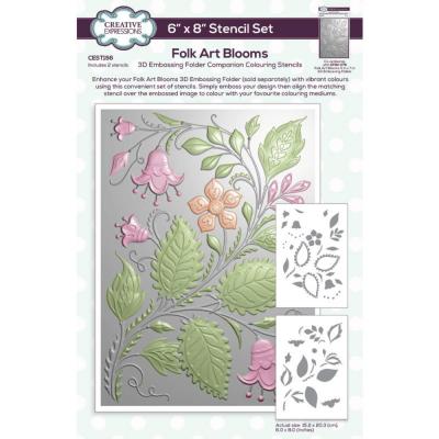 Creative Expressions Companion Colouring Stencil - Folk Art Blooms