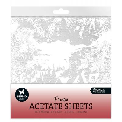 Studio Light Printed Acetate Sheets - Snowy Town, Pine & Verses