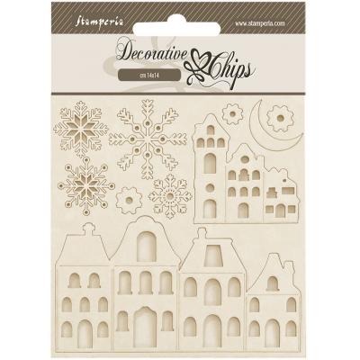 Stamperia Gear up for Christmas - Decorative Chips Cozy Houses