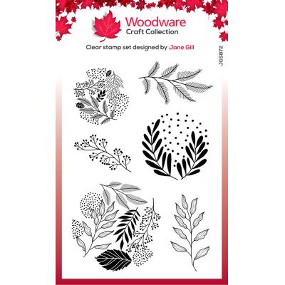 Creative Expressions Woodware Craft Collection Clear Stamp - Paintable Baubles Leafy Fillers