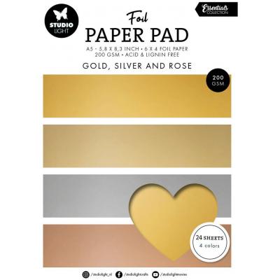 Studio Light Foil Paper Pad Spezialpapiere - Gold, Silver And Rose