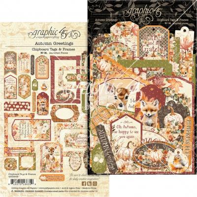 Graphic 45 Autumn Greetings - Chipboard Tags & Frames