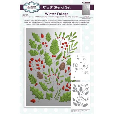 Creative Expressions Companion Colouring Stencil -  Winter Foliage