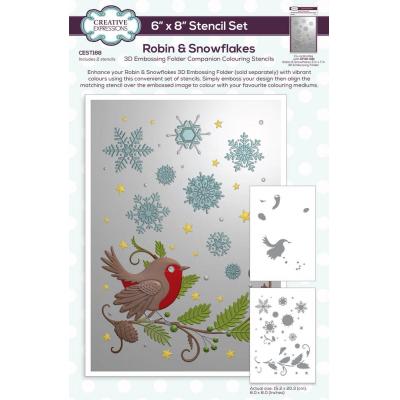 Creative Expressions Companion Colouring Stencil -  Robin & Snowflakes