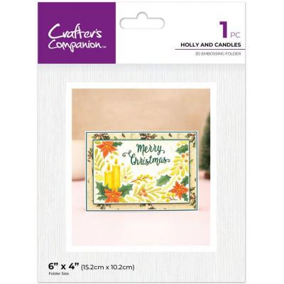 Crafter's Companion Partial 3D Embossing Folders - Holly and Candles