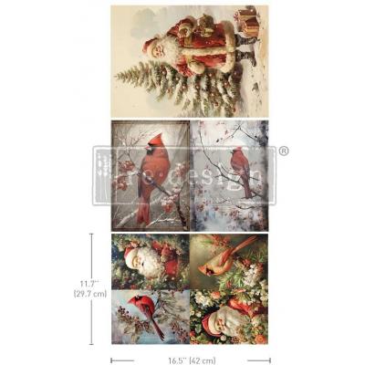 Prima Marketing Re-Design Decoupage Fiber Pack - Festive Cardinal