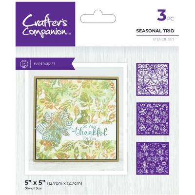 Crafter's Companion Pearl Powder Stencil - Seasonal Trio