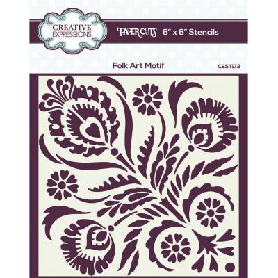 Creative Expressions Cathie Shuttleworth Paper Cuts Stencil -  Folk Art Motif